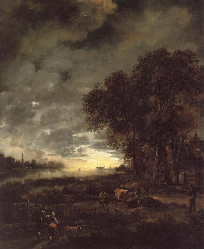 Aert van der Neer A Landscape with a River at Evening china oil painting image